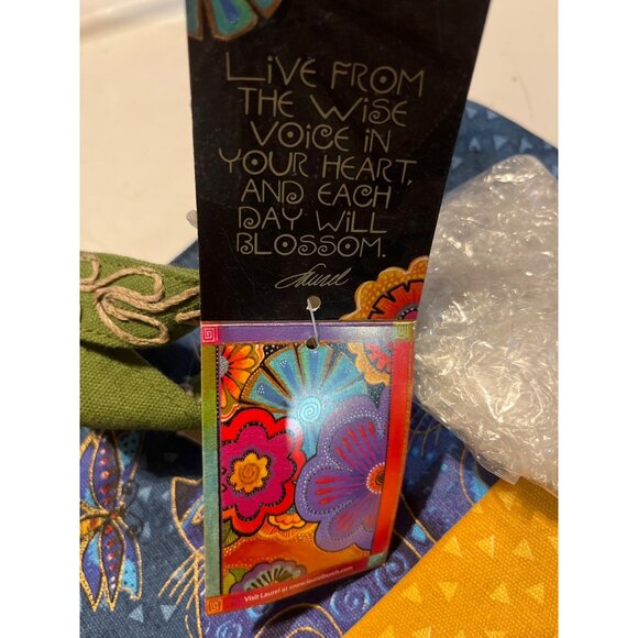 NWT Laurel Burch Cat-Themed Canvas Tote w/ Artistic Design, Zippered Pocket - Picture 8 of 8